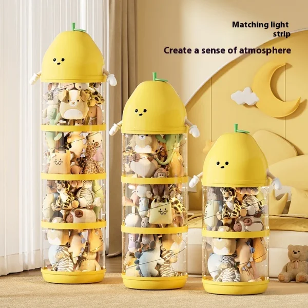 Large Capacity Storage Bucket Transparent Large Children's Toy Storage Box Plush Toy Debris Storage Tube HomeSupplies 2