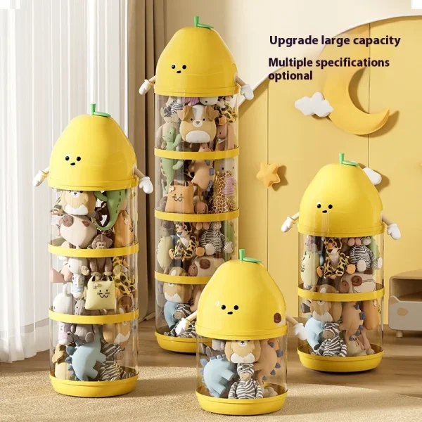 Large Capacity Storage Bucket Transparent Large Children's Toy Storage Box Plush Toy Debris Storage Tube HomeSupplies 3
