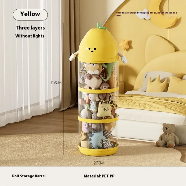 Large Capacity Storage Bucket Transparent Large Children's Toy Storage Box Plush Toy Debris Storage Tube HomeSupplies 5