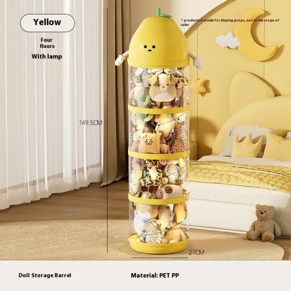 Large Capacity Storage Bucket Transparent Large Children's Toy Storage Box Plush Toy Debris Storage Tube HomeSupplies 6