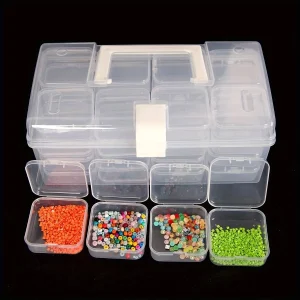 32 Grids Transparent Plastic Storage Box Multifunctional Diamond Painting Nail Art Beads Container Large Capacity Handheld Boxes 1