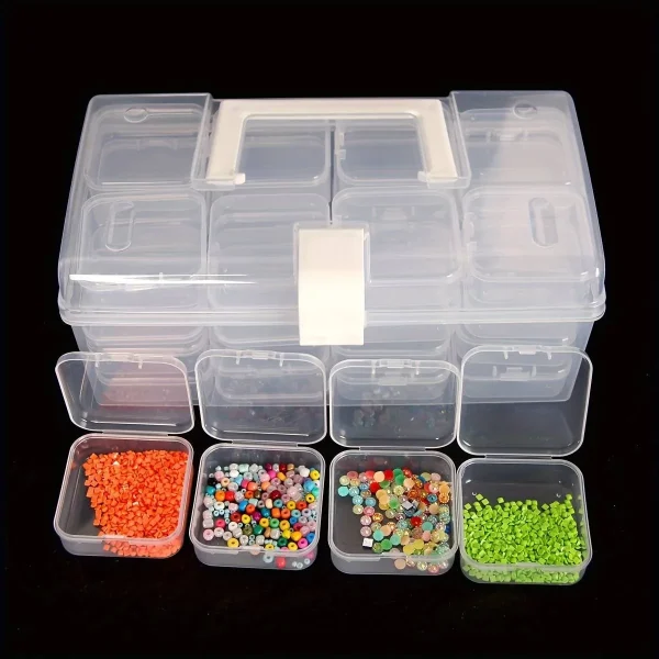 32 Grids Transparent Plastic Storage Box Multifunctional Diamond Painting Nail Art Beads Container Large Capacity Handheld Boxes 1