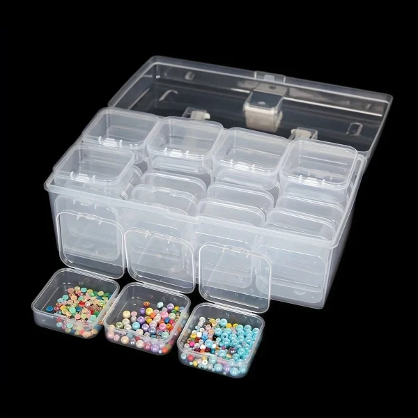 32 Grids Transparent Plastic Storage Box Multifunctional Diamond Painting Nail Art Beads Container Large Capacity Handheld Boxes 3