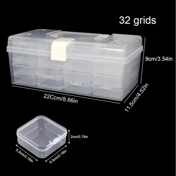 32 Grids Transparent Plastic Storage Box Multifunctional Diamond Painting Nail Art Beads Container Large Capacity Handheld Boxes 4