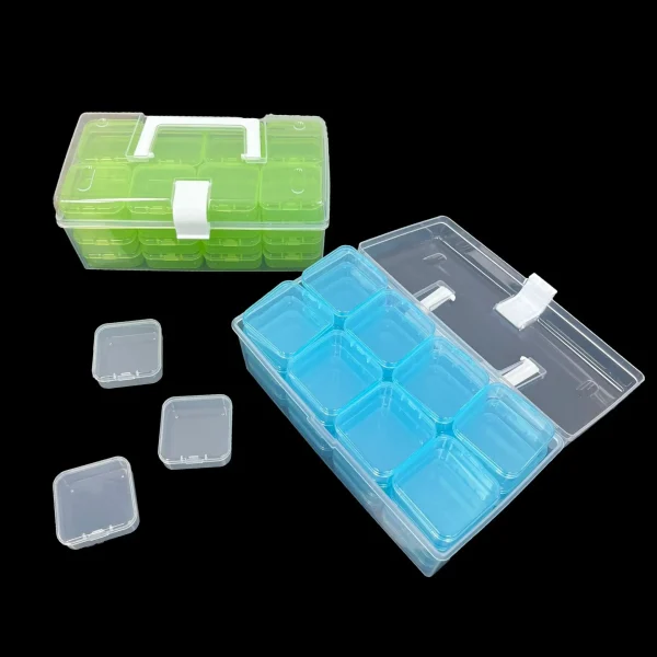 32 Grids Transparent Plastic Storage Box Multifunctional Diamond Painting Nail Art Beads Container Large Capacity Handheld Boxes 6