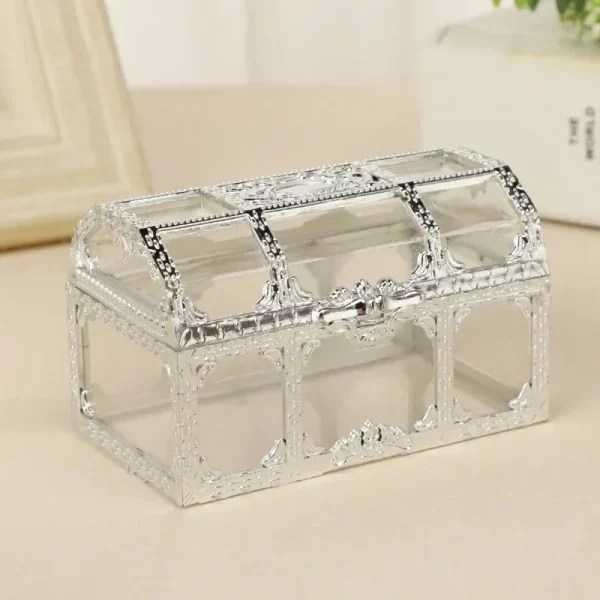 Vintage Transparent Pirate Treasure Storage Box Organizer Earrings Crystal Gem Jewelry Trinket Women Jewelry Display Travel Case 1