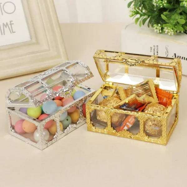 Vintage Transparent Pirate Treasure Storage Box Organizer Earrings Crystal Gem Jewelry Trinket Women Jewelry Display Travel Case 2