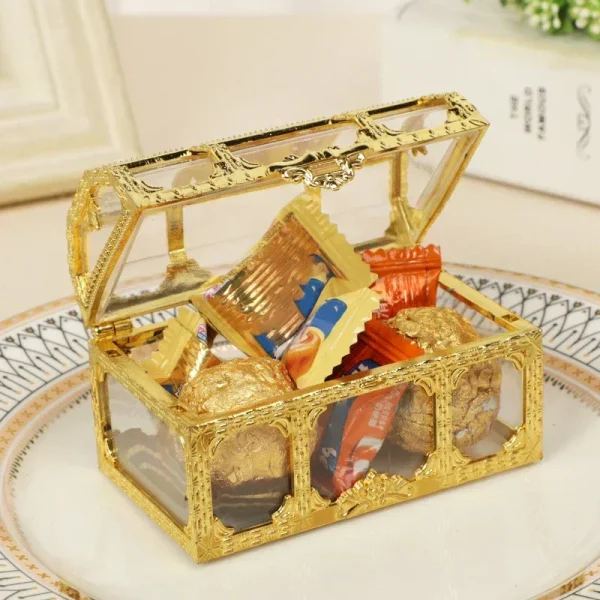 Vintage Transparent Pirate Treasure Storage Box Organizer Earrings Crystal Gem Jewelry Trinket Women Jewelry Display Travel Case 3