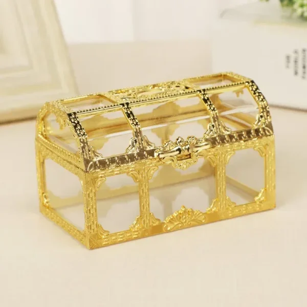 Vintage Transparent Pirate Treasure Storage Box Organizer Earrings Crystal Gem Jewelry Trinket Women Jewelry Display Travel Case 4