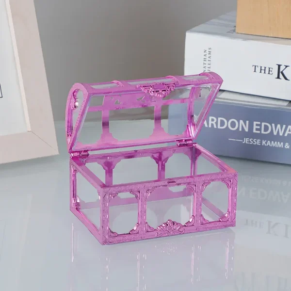 Vintage Transparent Pirate Treasure Storage Box Organizer Earrings Crystal Gem Jewelry Trinket Women Jewelry Display Travel Case 6