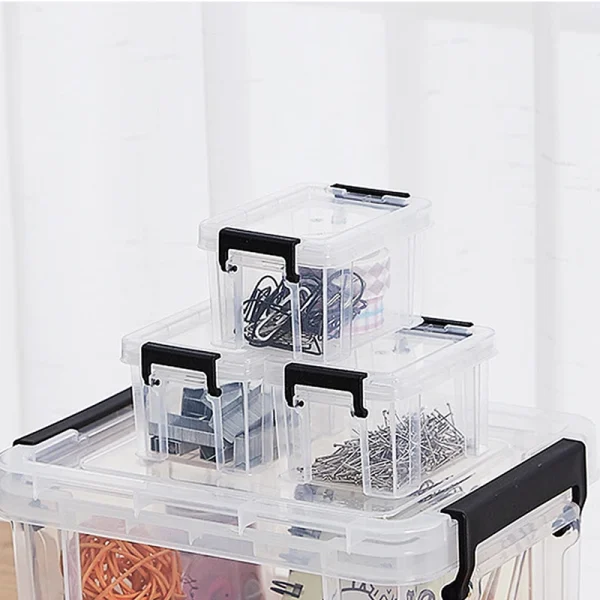 1PC Mini Storage Box Transparent Plastic Storage Box Sundries Storage Box Trivia Parts Tool Storage Box Household Goods 3
