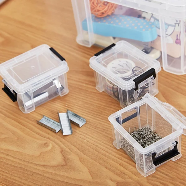 1PC Mini Storage Box Transparent Plastic Storage Box Sundries Storage Box Trivia Parts Tool Storage Box Household Goods 4