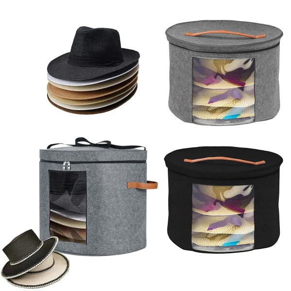 Hat Storage Box Foldable Pop Up Clothes Scarf Children's Toys Dustproof Organizer Case Portable  Adjustable Shoulder Strap 1