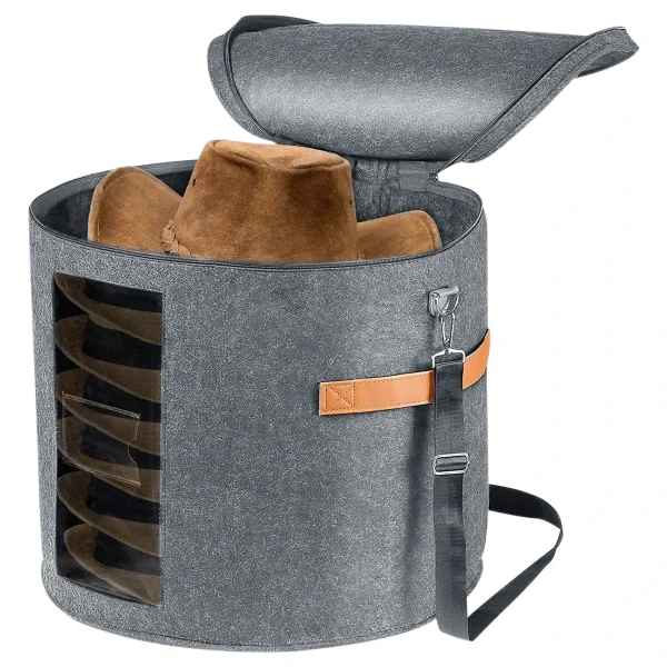 Hat Storage Box Foldable Pop Up Clothes Scarf Children's Toys Dustproof Organizer Case Portable  Adjustable Shoulder Strap 2