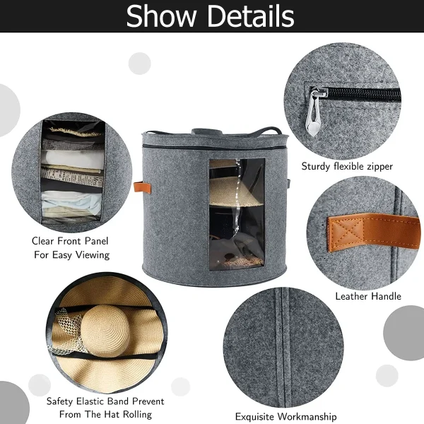 Hat Storage Box Foldable Pop Up Clothes Scarf Children's Toys Dustproof Organizer Case Portable  Adjustable Shoulder Strap 3