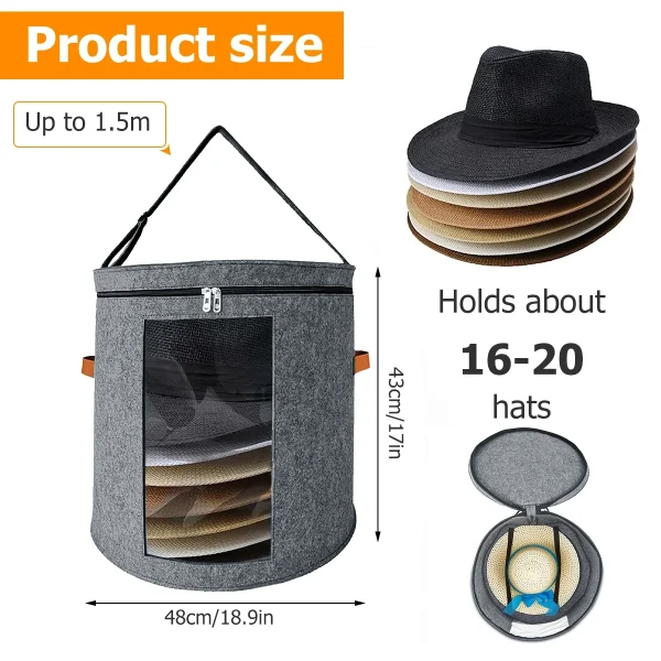 Hat Storage Box Foldable Pop Up Clothes Scarf Children's Toys Dustproof Organizer Case Portable  Adjustable Shoulder Strap 6
