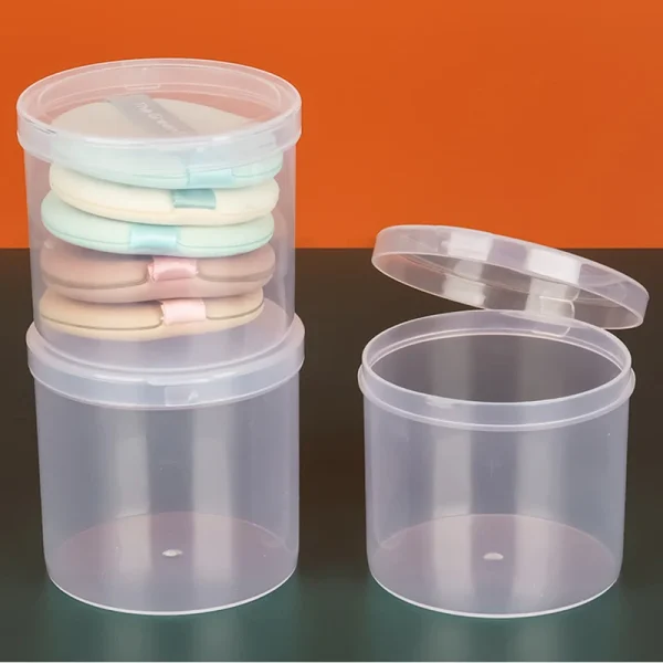 Plastic Transparent PP Storage Box Makeup Tools Powder Puff Storage Case Rubber Band Hard Skin Pill Grocery Storage Box 5