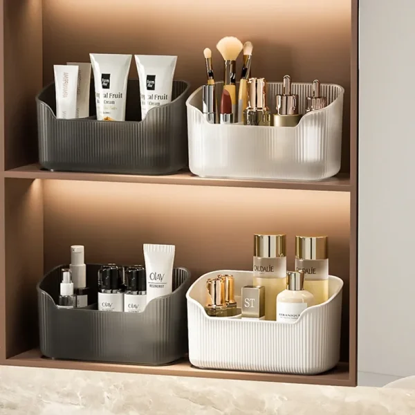 Desktop Cosmetics Storage Box Toiletries Cotton Swab Container Bathroom Accessories Brushes Makeup Organizer Case Lipsticks Box 2