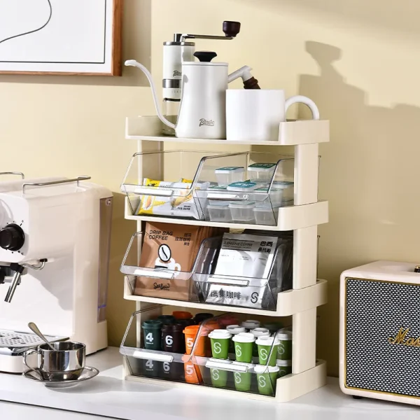 Tea Bag Storage Box Office Coffee Organizer Drawer Rack Mask Lipstick Cosmetics Rack Kitchen Organization Desk Storage Station 1