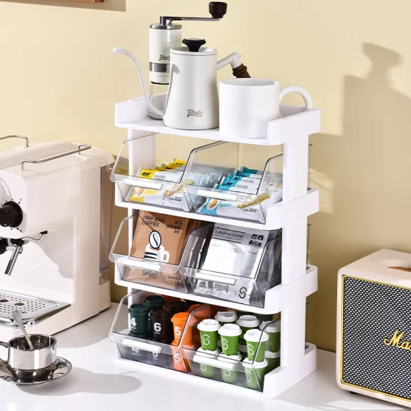 Tea Bag Storage Box Office Coffee Organizer Drawer Rack Mask Lipstick Cosmetics Rack Kitchen Organization Desk Storage Station 2