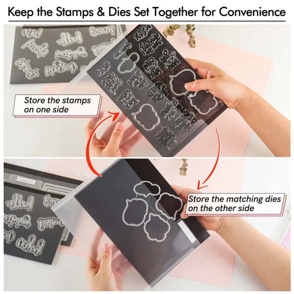 Double Sided Strong Magnetic Sheets, Plastic Storage Envelopes and Clear Craft Storage Box for Storing Scrapbooking  Craft Dies 3