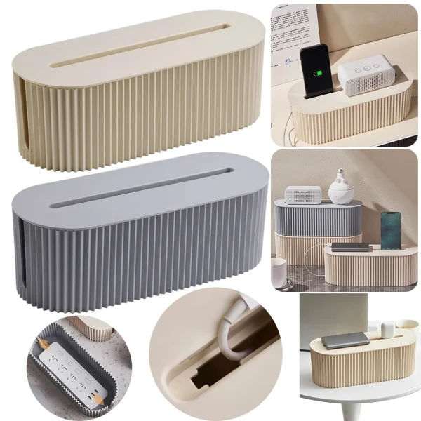 Cable Tidy Box Desktop Cord Organizer Large Capacity Power Stripe Organizer Cord Safety Storage Box for Hiding Messy Cables 1