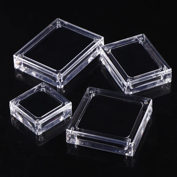 Acrylic Glass Top Gem Box Gemstone Diamond Display Stand Holder Storage Organizer Case 2