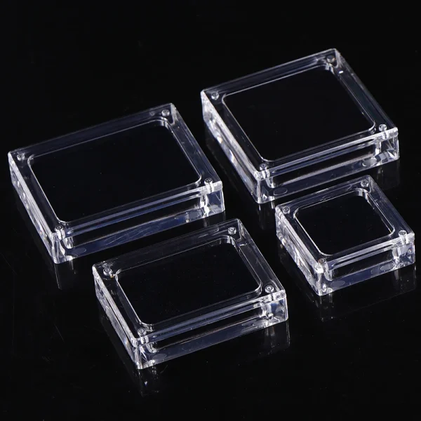 Acrylic Glass Top Gem Box Gemstone Diamond Display Stand Holder Storage Organizer Case 4