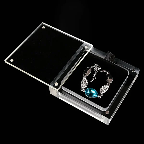 Acrylic Glass Top Gem Box Gemstone Diamond Display Stand Holder Storage Organizer Case 5
