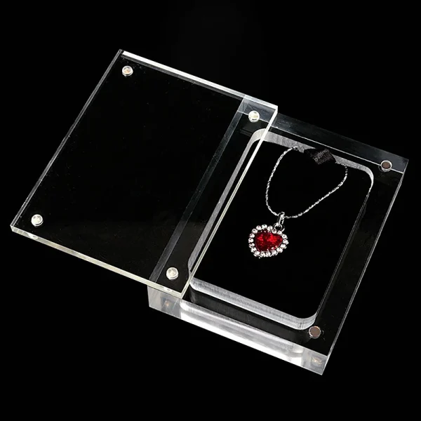 Acrylic Glass Top Gem Box Gemstone Diamond Display Stand Holder Storage Organizer Case 6