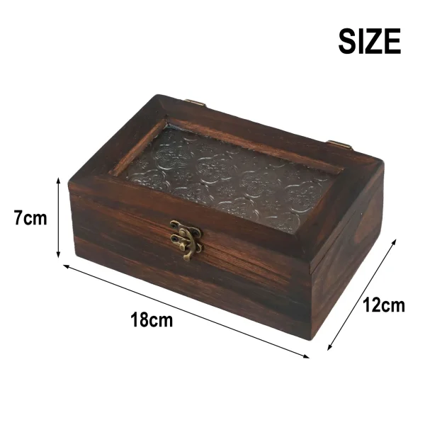 Rectangular Wooden Storage Box Nordic Retro Solid Wood Begonia Flower Glass Desktop Storage Decorative Box Hinged Storage Boxes 3