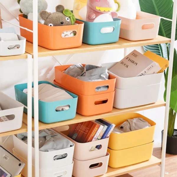 Desk Organizers Household Sundries Plastic Storage Box Office Desktop Student Dormitory Finish Cosmetics Kitchen Storage Basket 2