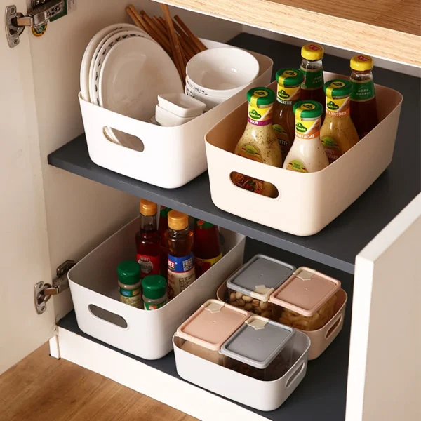 Desk Organizers Household Sundries Plastic Storage Box Office Desktop Student Dormitory Finish Cosmetics Kitchen Storage Basket 4