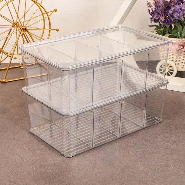 Tea Bag Storage Box Office Multifunctional Storage Box with Lid Acrylic Organizer Coffee Bag Compartment Box 2