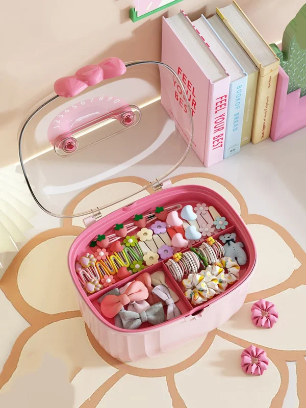 Hair Accessories Storage Box, Portable Makeup Organizer for Hair Clips, Hair Ties, Earrings, Bracelets, Necklaces 2
