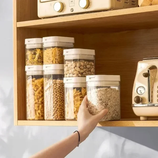 Sealed Plastic Food Storage Box Cereal Candy Dried Jars with Lid Fridge StorageTank Containers Household Items Kitchen Organizer 2