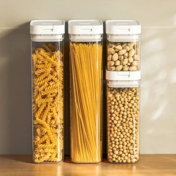 Sealed Plastic Food Storage Box Cereal Candy Dried Jars with Lid Fridge StorageTank Containers Household Items Kitchen Organizer 3