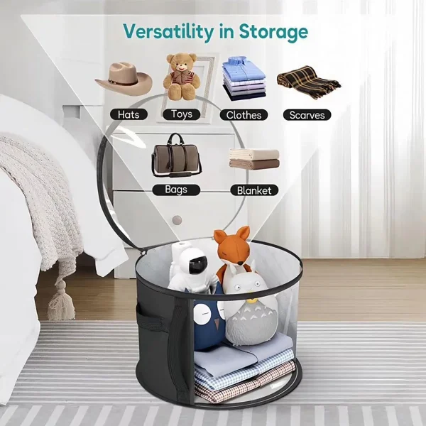 Clear PVC Hat Storage Organizer With Zipper Closure, Portable Stackable Round Brim Hat Container With Handle, Transparent Fashio 2