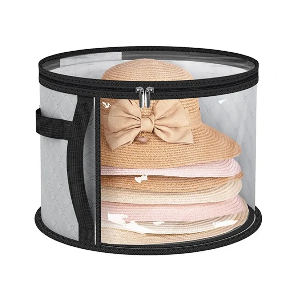 Clear PVC Hat Storage Organizer With Zipper Closure, Portable Stackable Round Brim Hat Container With Handle, Transparent Fashio 5