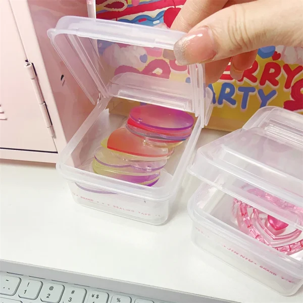 INS Transparent Plastic Storage Box Mini Plastic Box Rectangle Storage Box Desk Organizer Box Storage Case Container 6