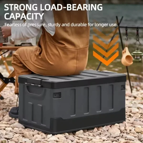 Large Camping Storage Box Extra Car Trunk Box Portable Waterproof Large Car Seat Storage Case Folding Outdoor Organizer Plastic 4