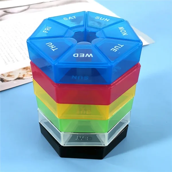 1Pcs Pill Case Plastic 7 Days Tablet Candy Box Portable Storage Tablet Holder Travel Organizer Pill Dispenser Container 5