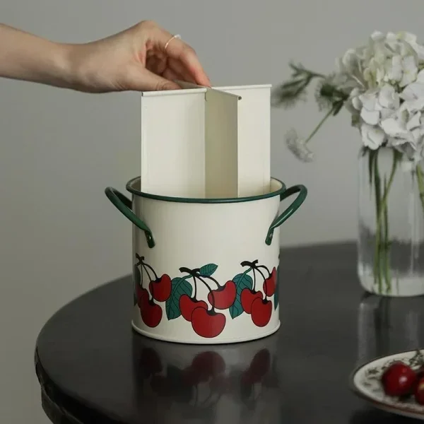 Retro Tableware Storage Bucket Draining Rack with Divider Kitchen Knife and Fork Storage Box Home Decoration for Kitchen Tools 6