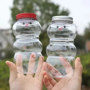 500ml Christmas Candy Biscuits Bottle Snowman&Tree Shape Drink Bottles Juice Milk Tea Jar Food Storage Container Party Favors 1