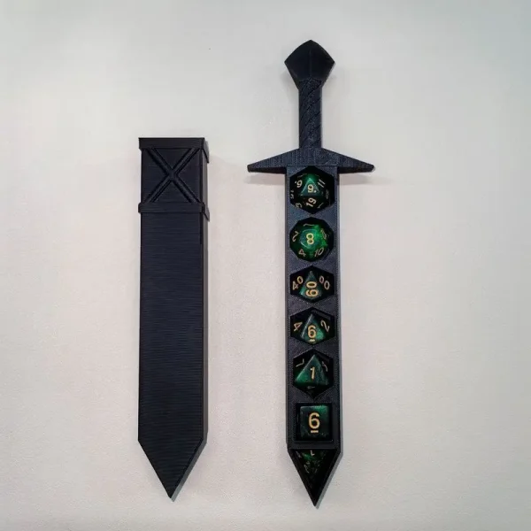 3D Printed Sword-shaped Storage Box for DND RPG TRPG Games Dice DND Game Role 22mm Dice Holder Desktop Ornament Storage Boxes 1