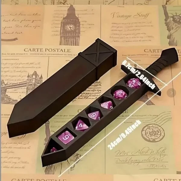 3D Printed Sword-shaped Storage Box for DND RPG TRPG Games Dice DND Game Role 22mm Dice Holder Desktop Ornament Storage Boxes 2