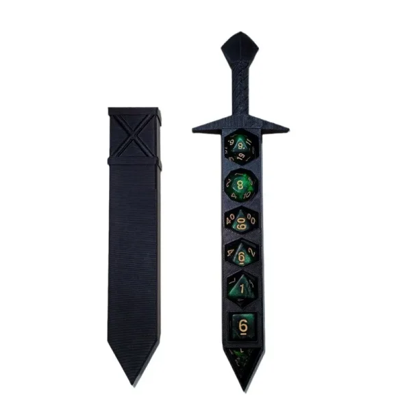 3D Printed Sword-shaped Storage Box for DND RPG TRPG Games Dice DND Game Role 22mm Dice Holder Desktop Ornament Storage Boxes 3