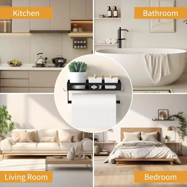 Paper Towel Holder Wall Mount Paper Holder Self Adhesive Toilet Roll Paper Holders Bathroom Kitchen Paper Roll Holder 6