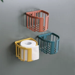 Punch-Free Toilet Paper Shelf Bathroom Kitchen Tissue Box Wall-Mounted Sticky Paper Storage Box Toilet Paper Holder Roll Paper 1