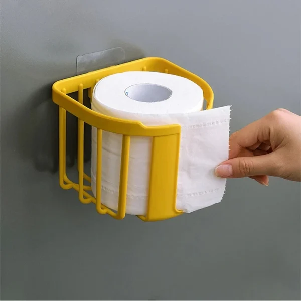 Punch-Free Toilet Paper Shelf Bathroom Kitchen Tissue Box Wall-Mounted Sticky Paper Storage Box Toilet Paper Holder Roll Paper 3